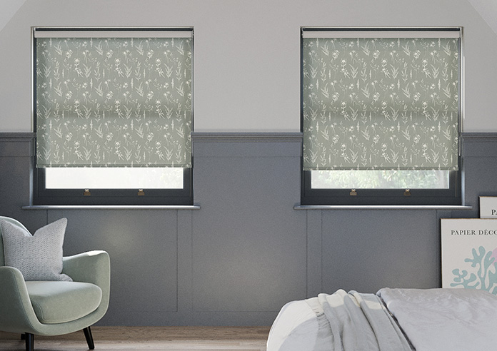 Botanical Sketchbook, Mouse Grey - Twist&Fit Roller Blind - Image 3